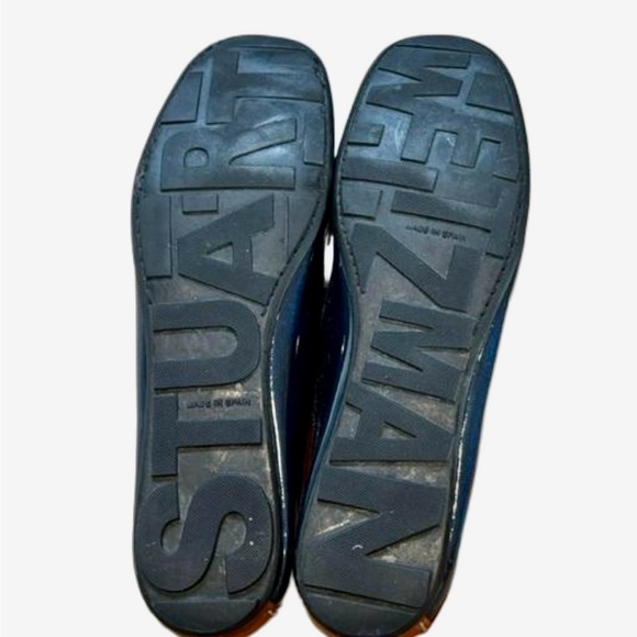 Stuart Weitzman Navy (patent) & Tan Leather Loafers Size 9 - Picture 3 of 6